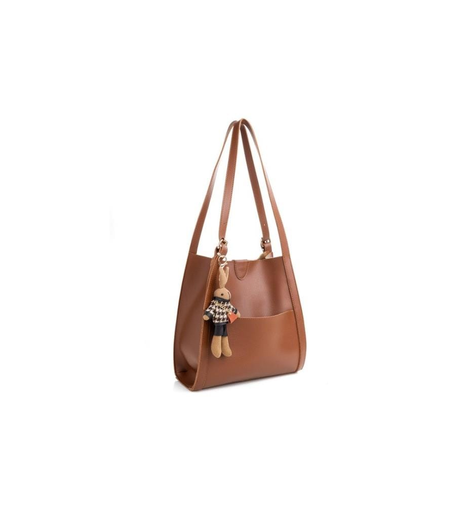 Sac fourre-tout, camel, 100% cuir polyvinylique