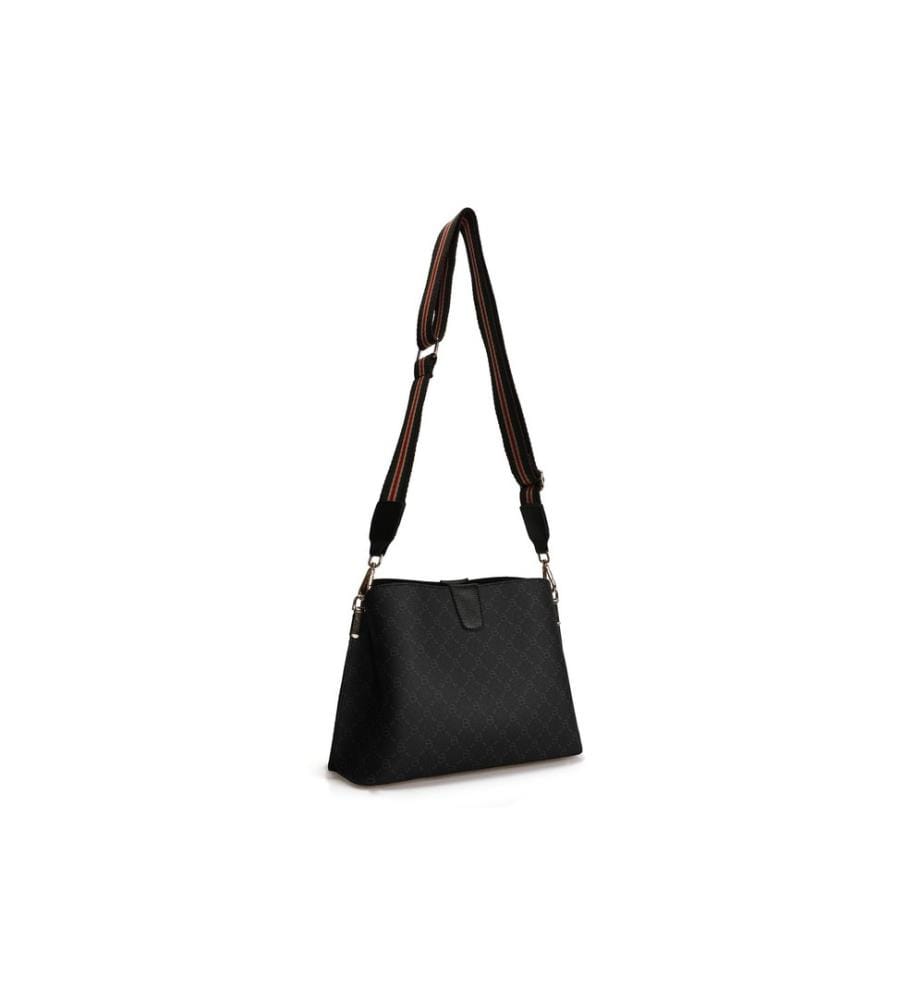 Borsa a tracolla, Nero, Grigio, 100% pelle di polivinile