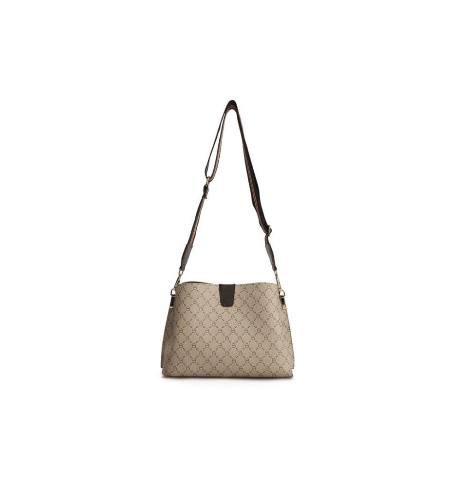 Sac à bandoulière, crème, marron, 100% cuir polyvinylique