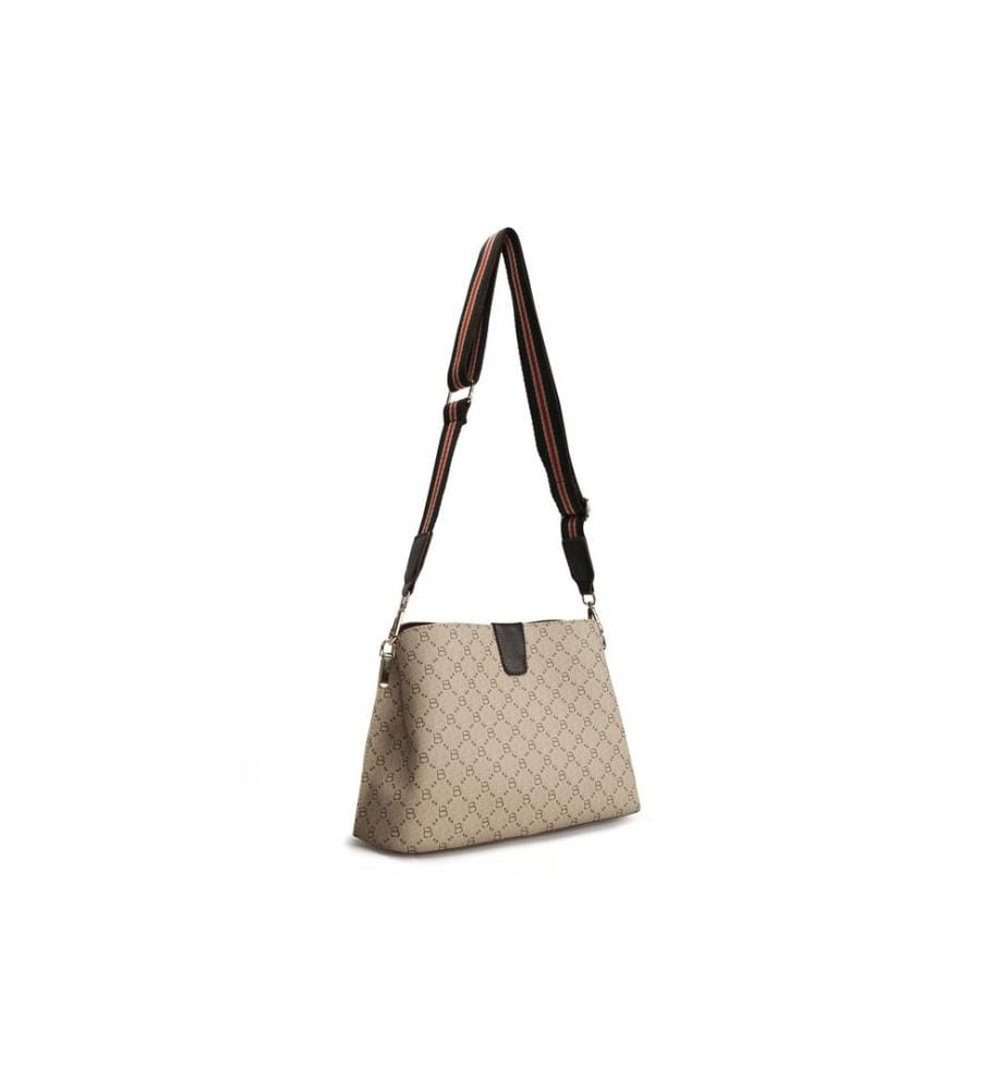 Sac à bandoulière, crème, marron, 100% cuir polyvinylique