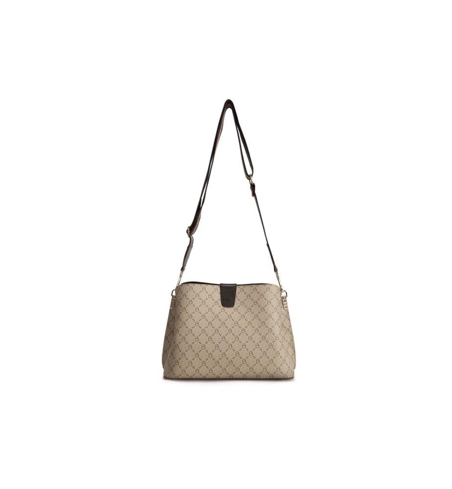 Sac à bandoulière, crème, marron, 100% cuir polyvinylique