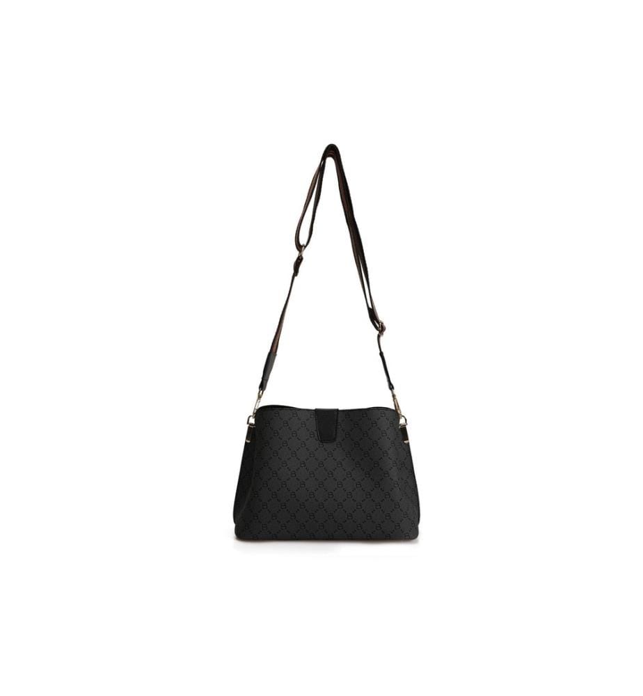 Sac à bandoulière, gris, noir, 100% cuir polyvinyle