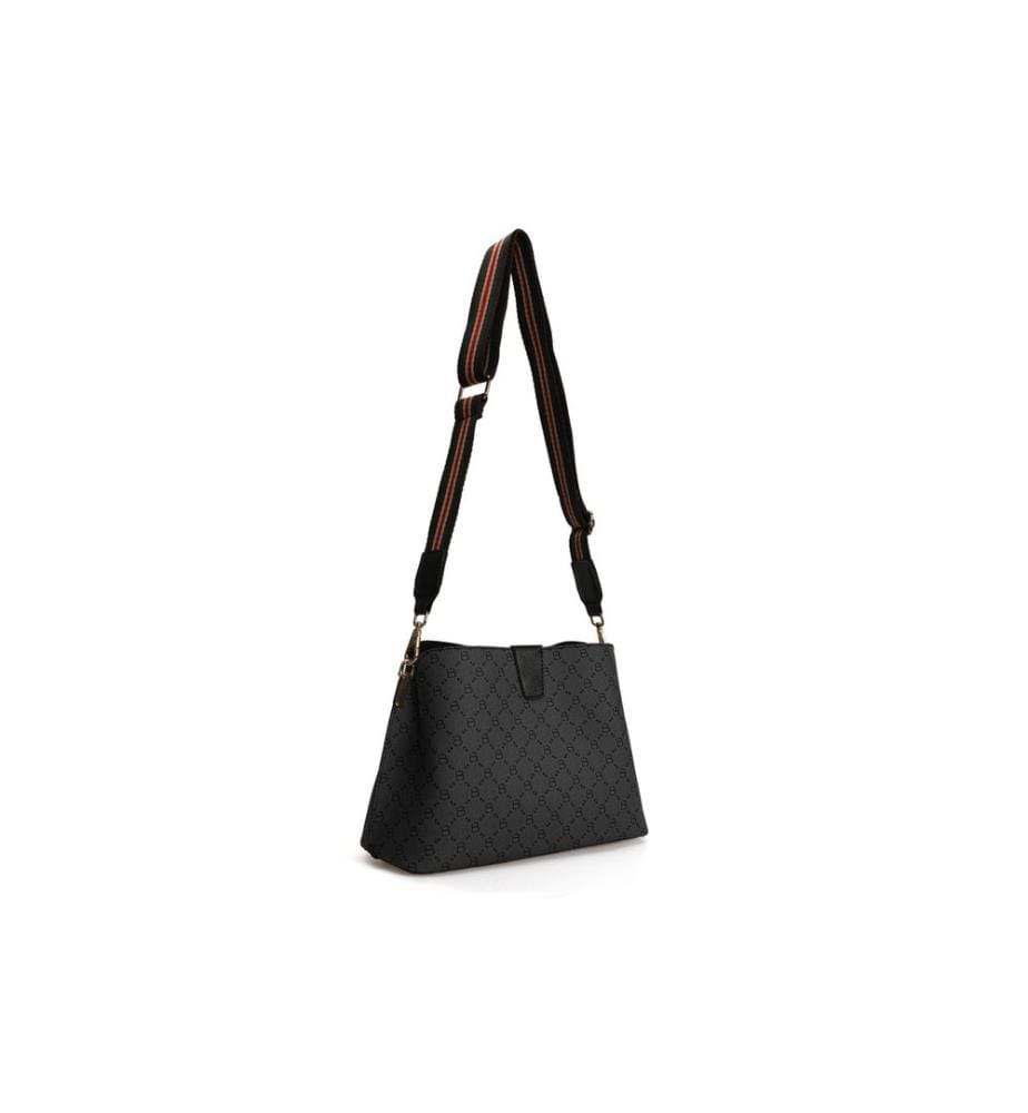 Sac à bandoulière, gris, noir, 100% cuir polyvinyle