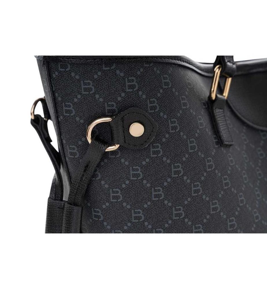 Sac fourre-tout, noir, gris, 100% cuir polyvinylique