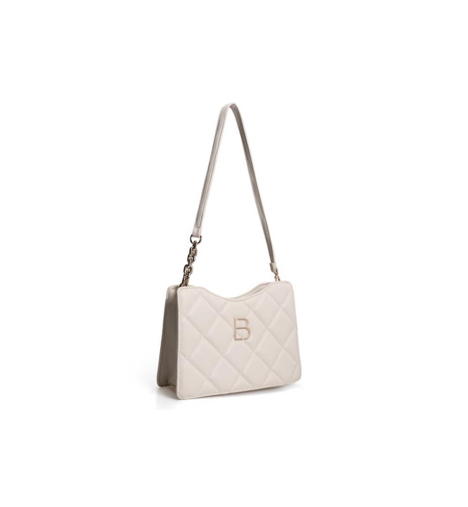 Sac à bandoulière, crème, 100% cuir polyvinylique