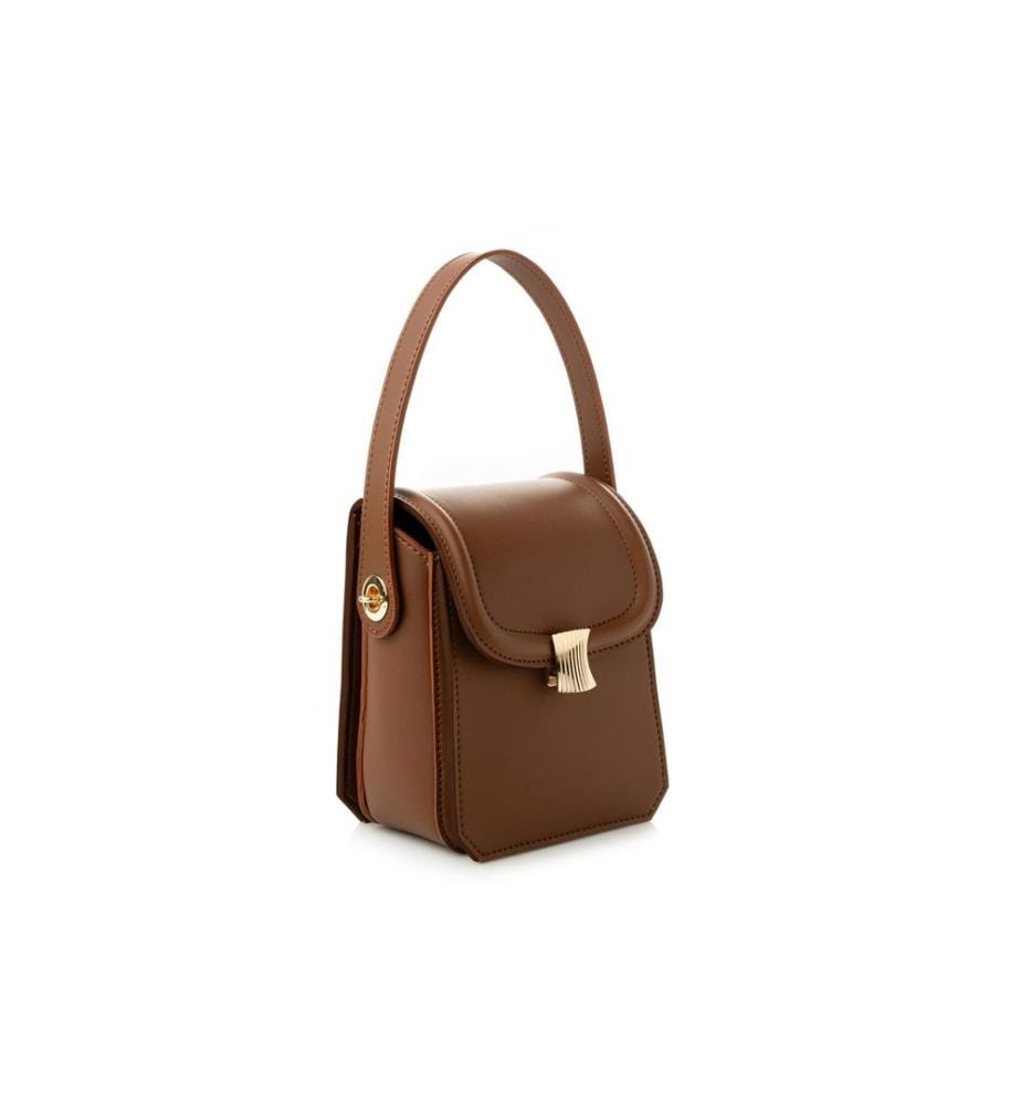 Sac à bandoulière, camel, 100% cuir polyvinylique