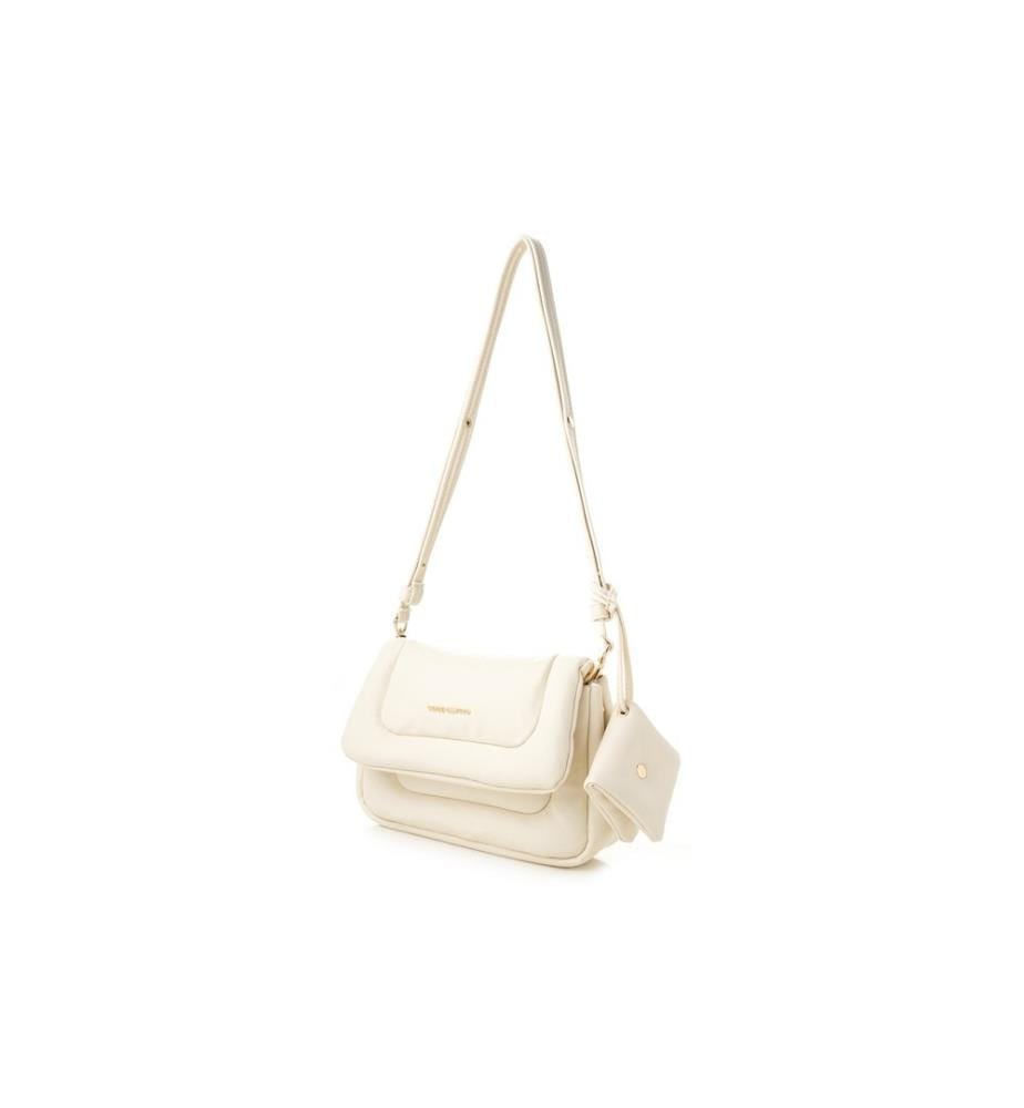 Sac à bandoulière, crème, 100% cuir polyvinylique