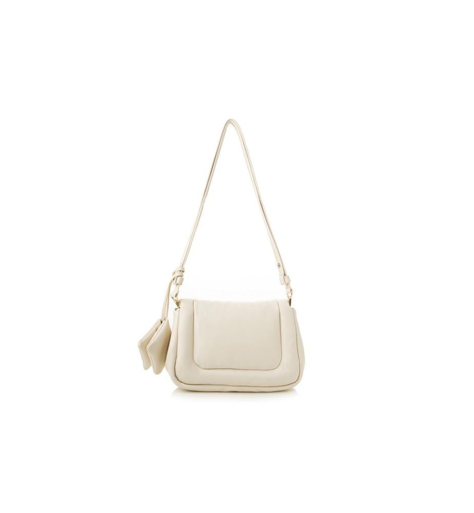 Sac à bandoulière, crème, 100% cuir polyvinylique