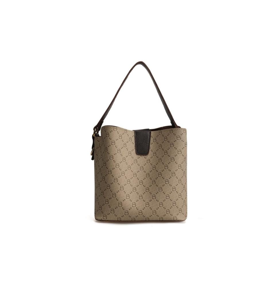 Borsa a secchiello, crema, marrone, 100% POLIVINILCUOIO