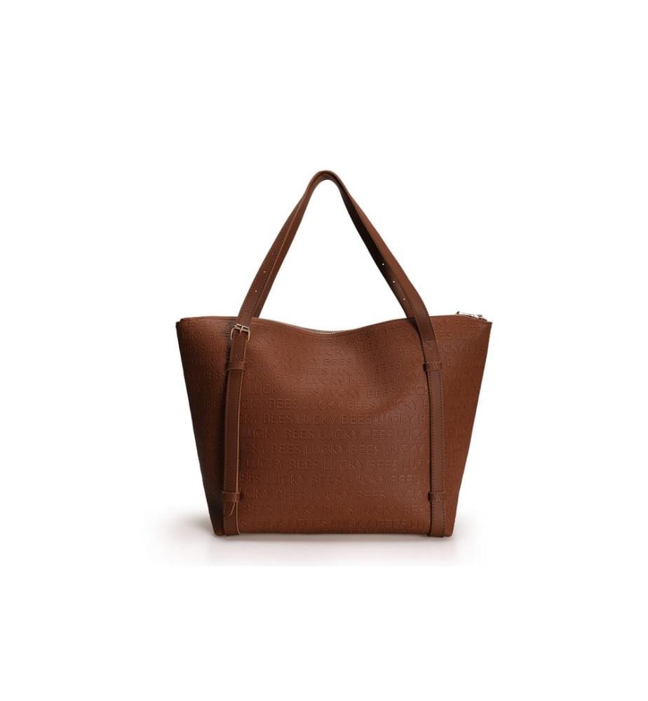 Sac fourre-tout, beige, 100% cuir de polyvinyle