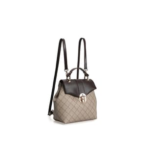 Backpack, Cream, Brown, 100% Polyvinyl Leather