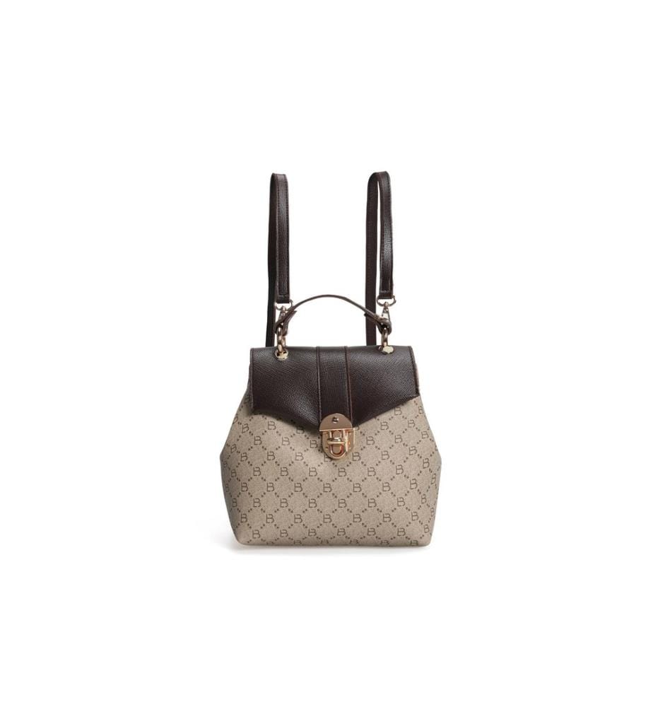 Sac à dos, Cream, Brown, 100% Polyvinyl Leather