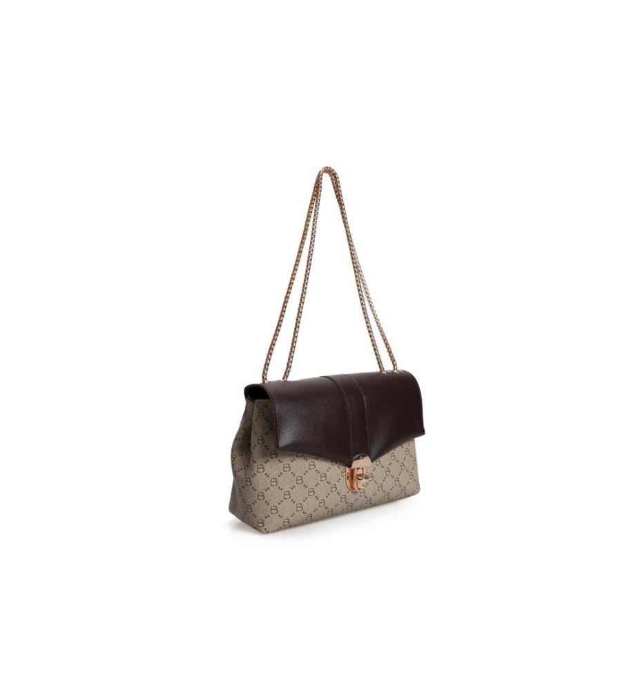 Borsa a tracolla, crema, marrone, 100% pelle di polivinile