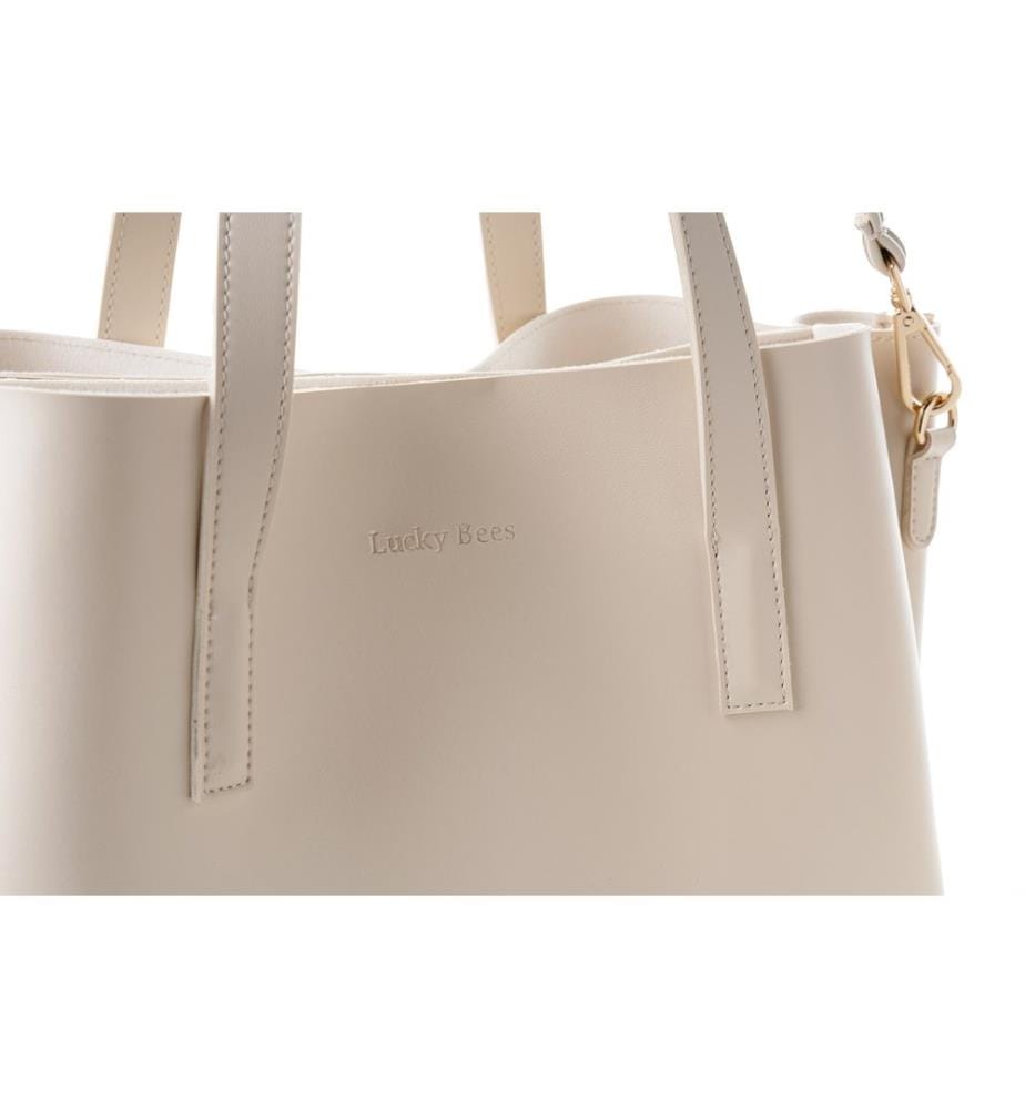 Borsa tote, crema, 100% POLIVINILCUOIO