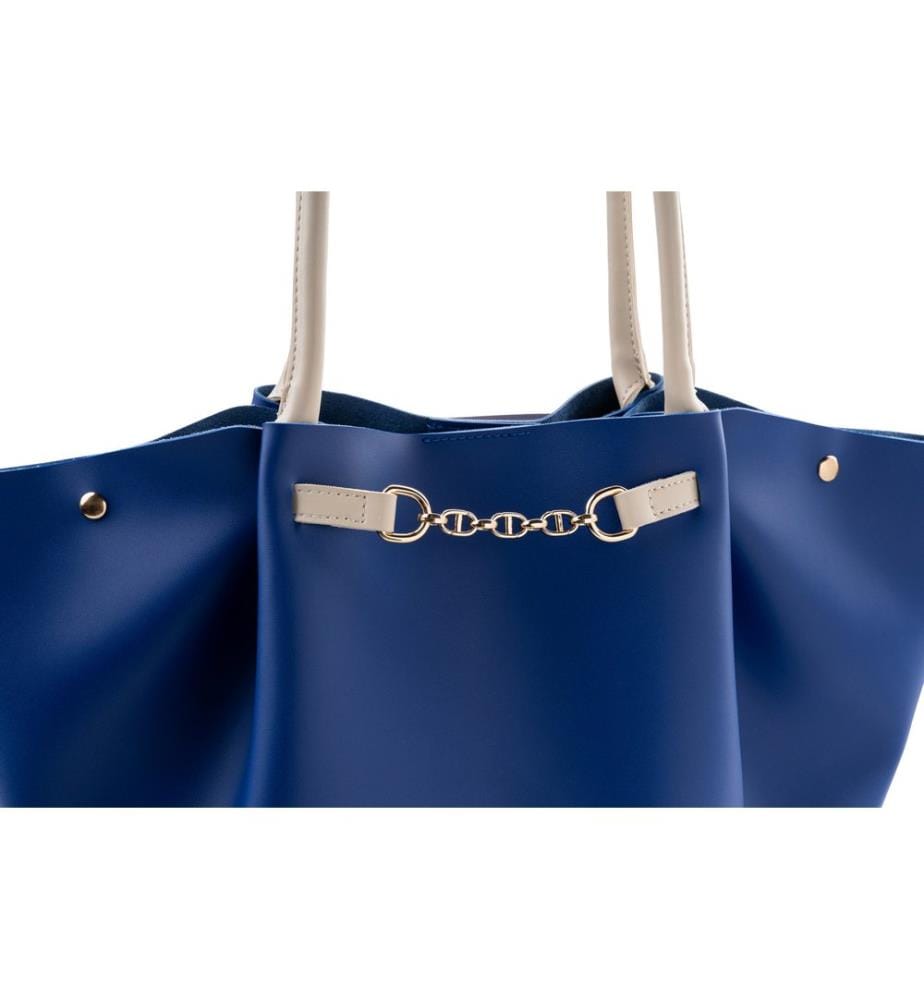 Sac fourre-tout, bleu sax, crème, 100 % POLYVINYL LEATHER