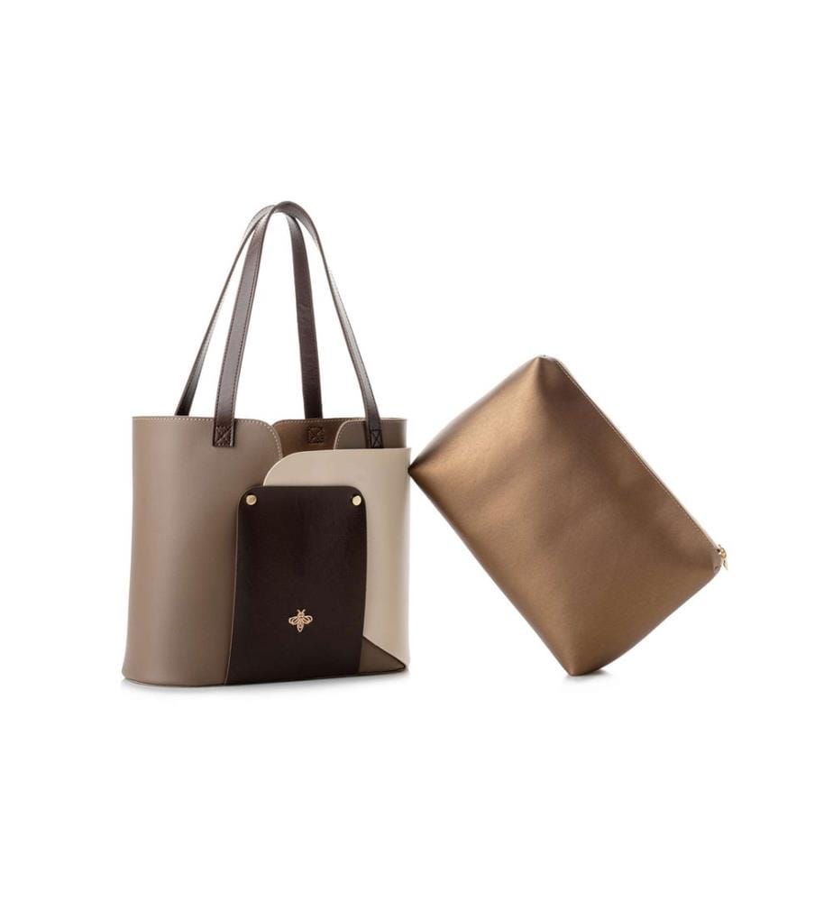 Sac fourre-tout, vison, crème, 100 % POLYVINYL LEATHER