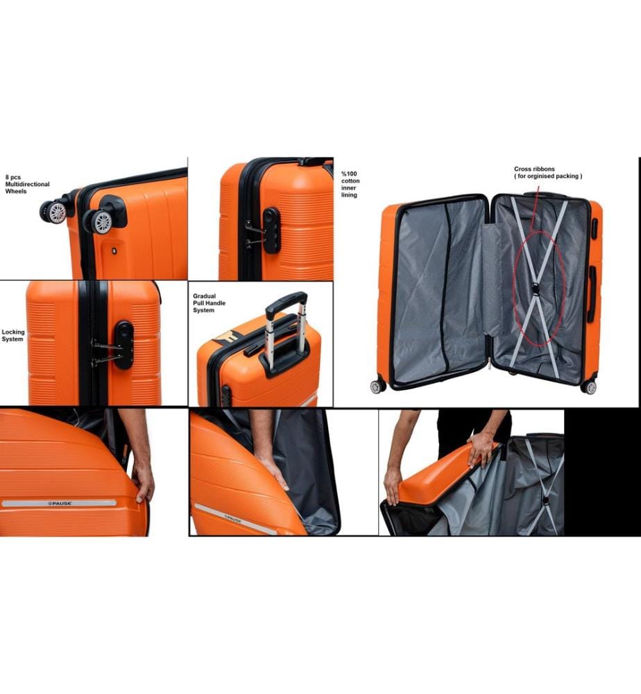Set de valises, 3 Pièces, Beige, 100% Polypropylène