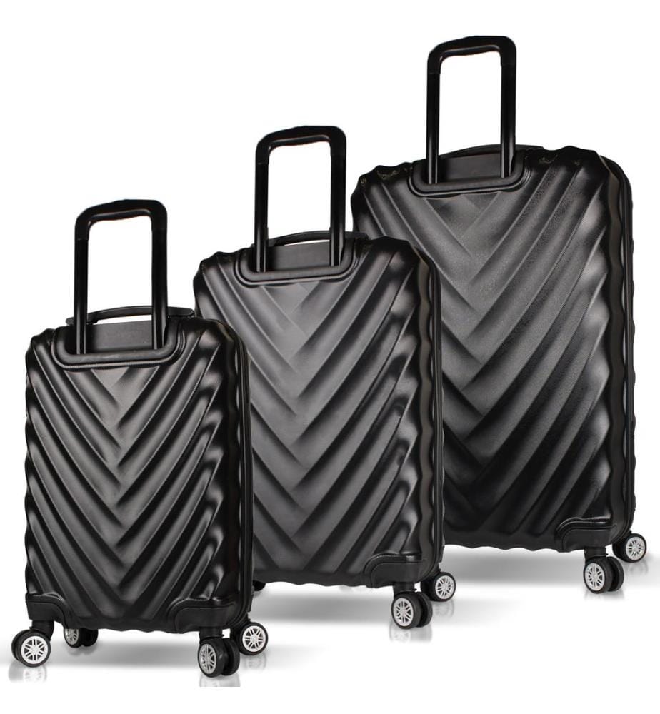 Set de valises, 3 pièces, noir, 100% ABS