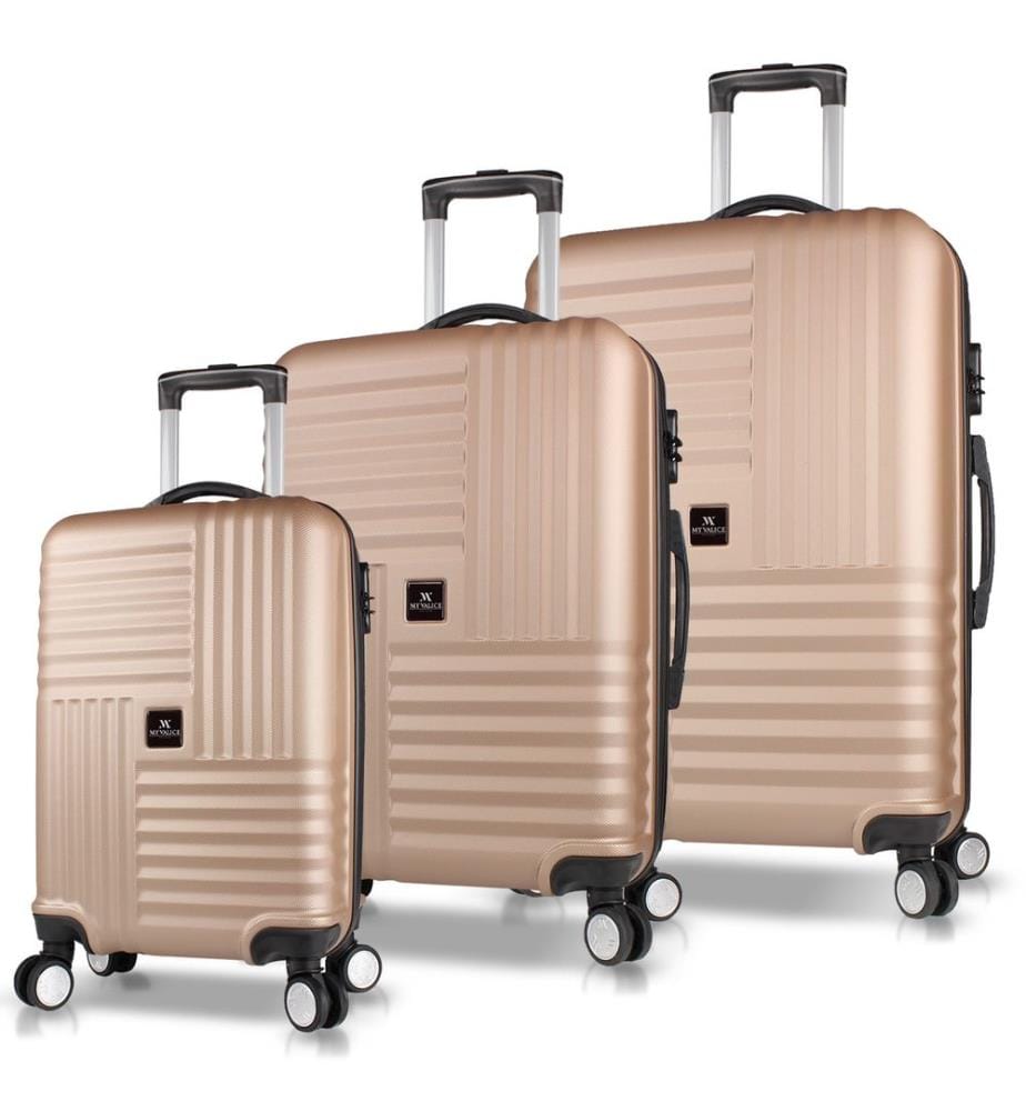 Set de valises, 3 pièces, or, 100% ABS