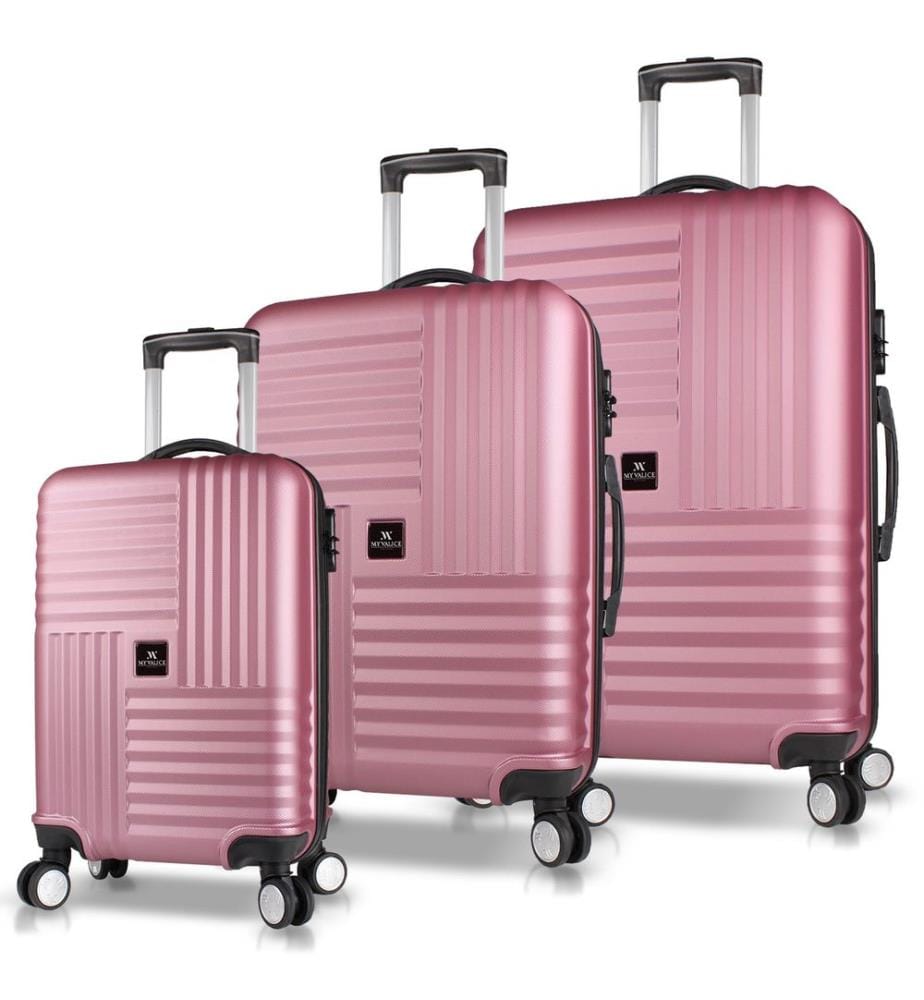 Set de valises, 3 pièces, Rose Gold, 100% ABS