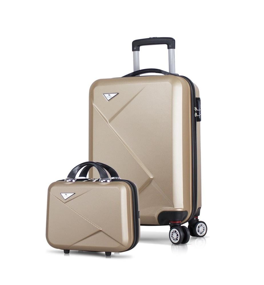 Ensemble de valises, 2 pièces, doré, 100 % ABS, vis en acier