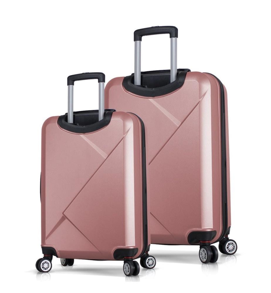 Ensemble de valises, 2 pièces, or rose, 100 % ABS, vis en acier