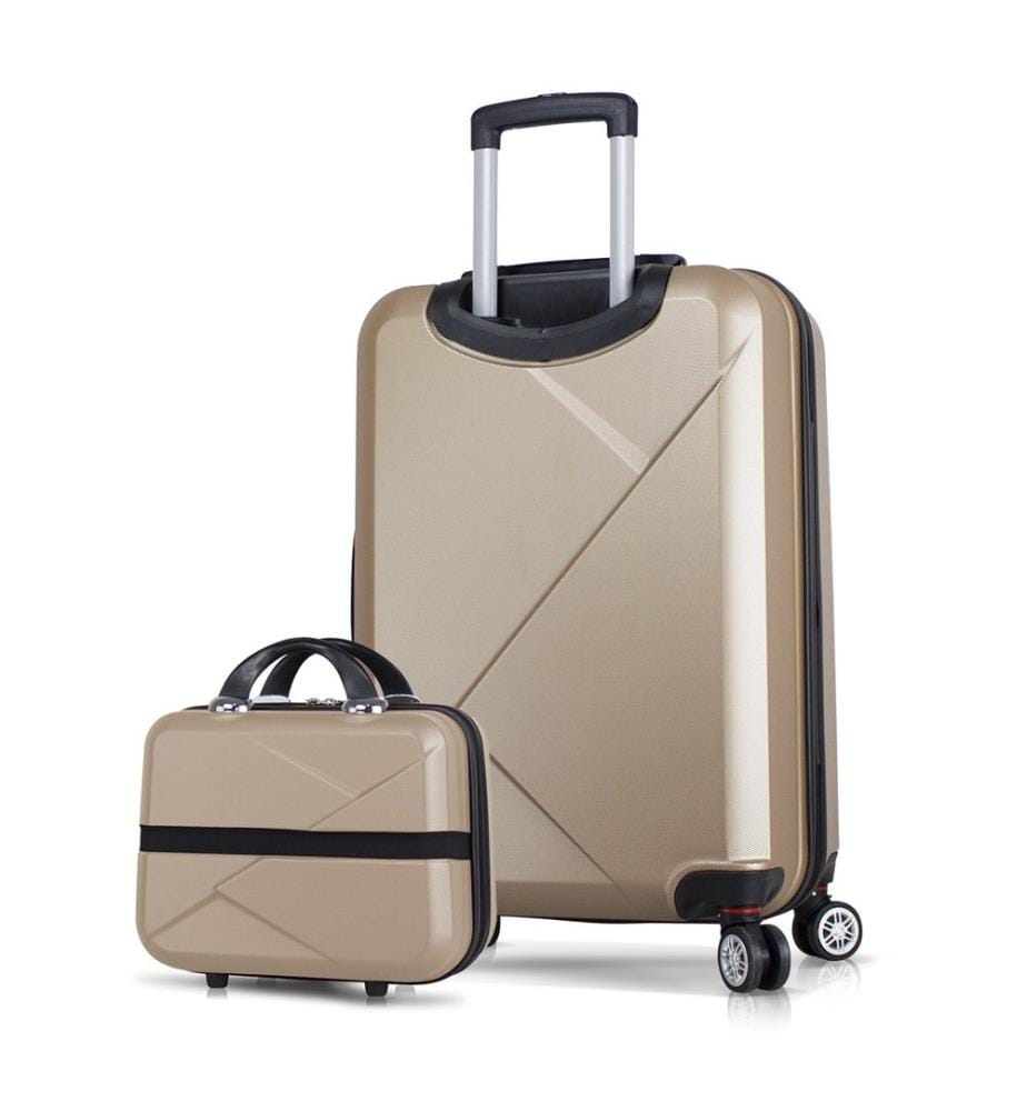 Ensemble de valises, 2 pièces, doré, 100 % ABS, vis en acier