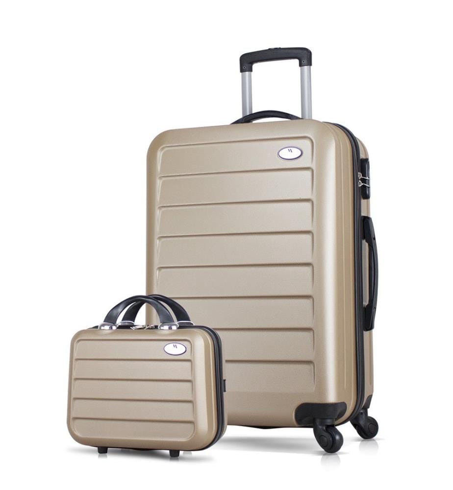 Ensemble de valises, 2 pièces, doré, 100 % ABS, vis en acier
