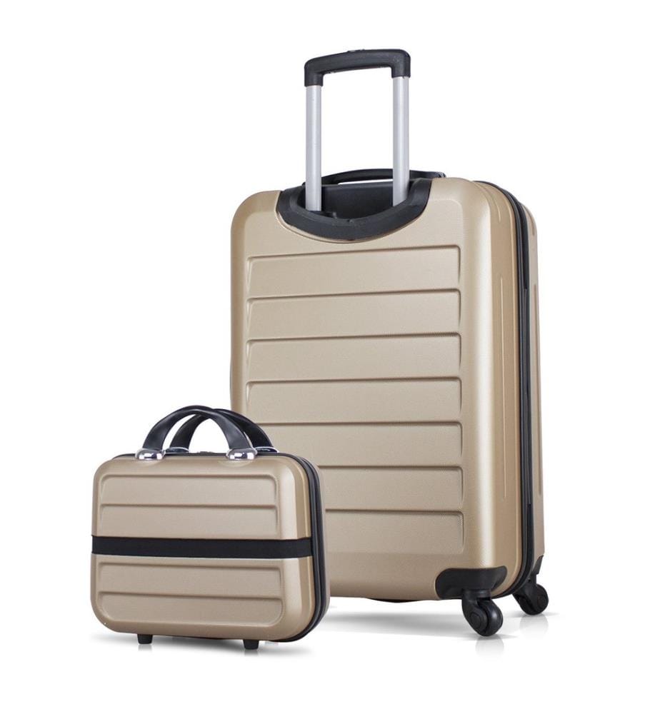 Ensemble de valises, 2 pièces, doré, 100 % ABS, vis en acier