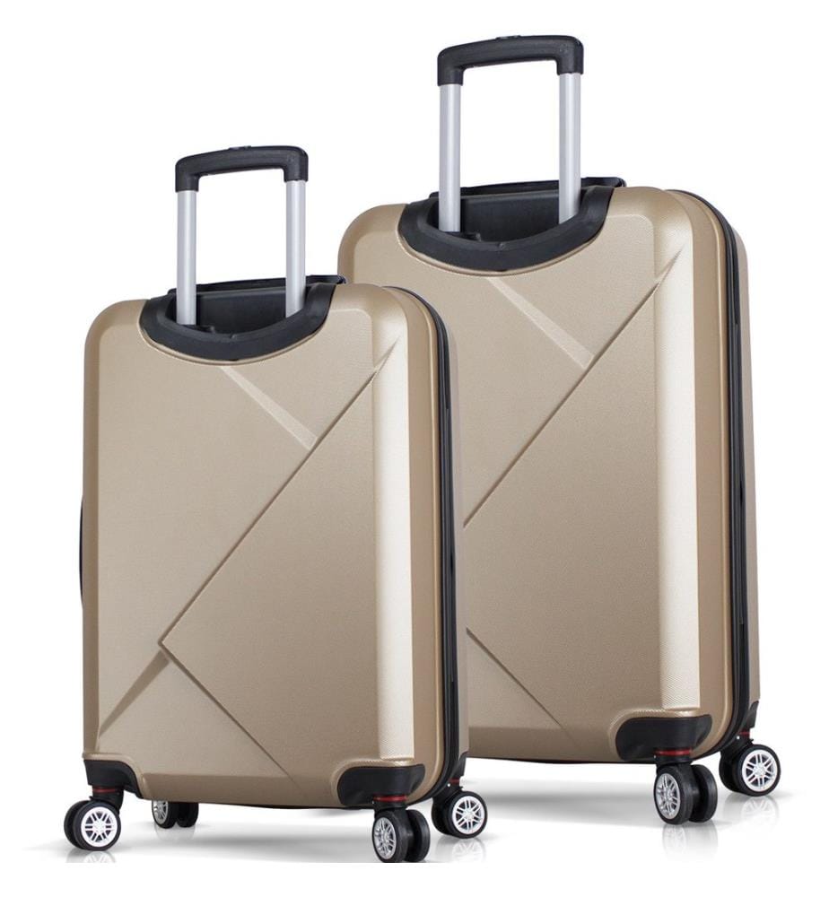 Ensemble de valises, 2 pièces, doré, 100 % ABS, vis en acier