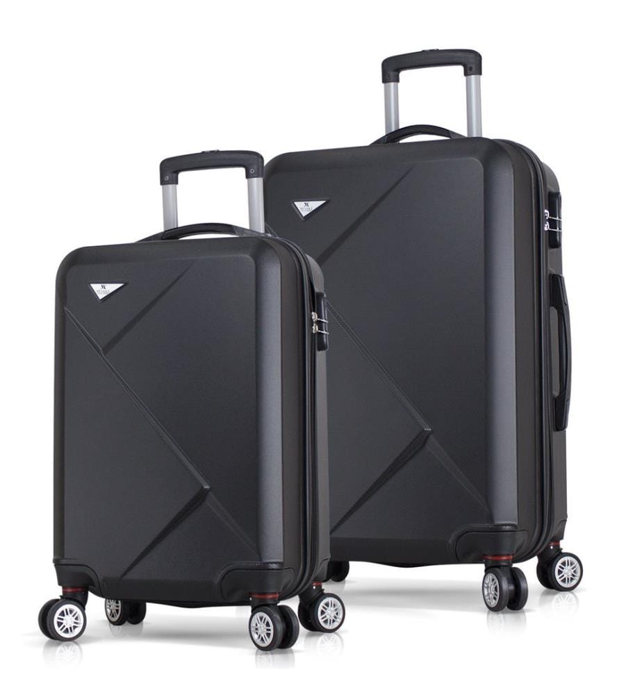 Ensemble de valises, 2 pièces, noir, 100 % ABS, vis en acier