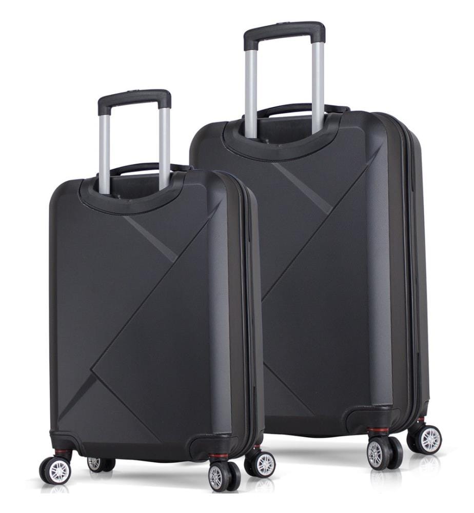 Ensemble de valises, 2 pièces, noir, 100 % ABS, vis en acier