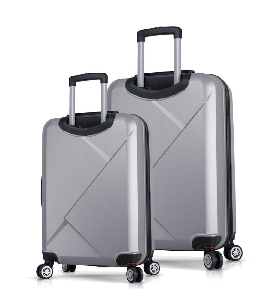Ensemble de valises, 2 pièces, gris, 100 % ABS, vis en acier