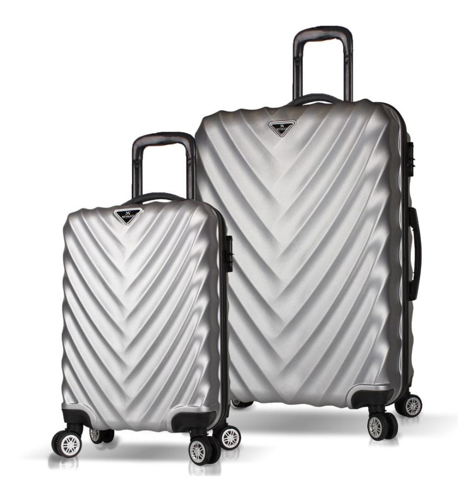 Ensemble de valises, 2 pièces, gris, 100 % ABS, vis en acier