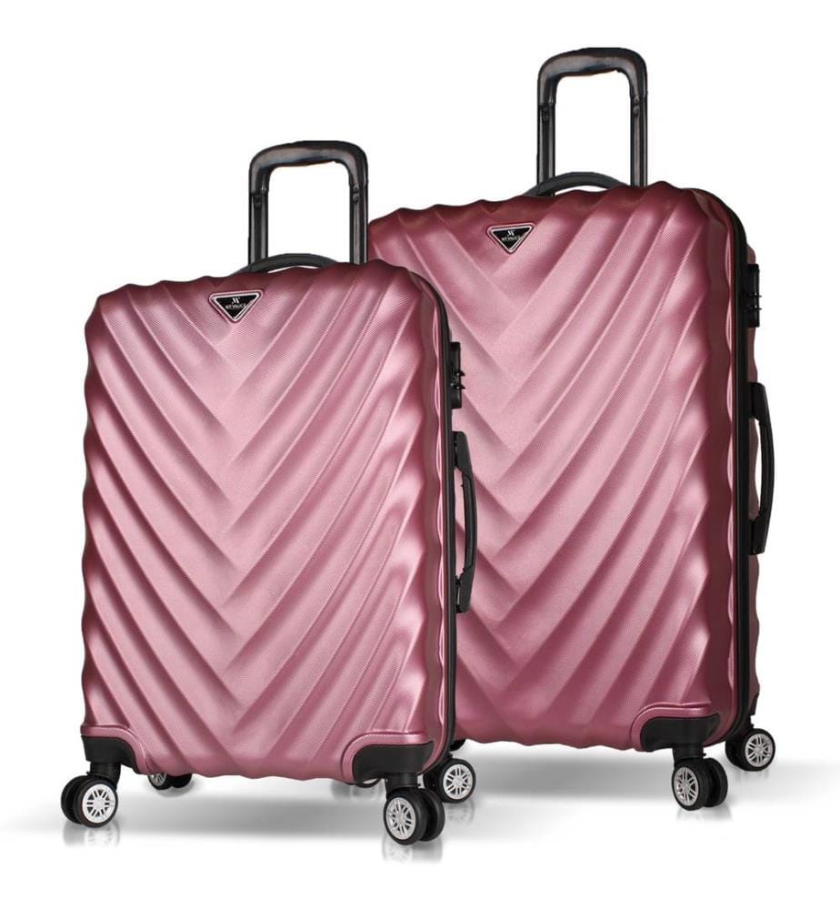 Ensemble de valises, 2 pièces, or rose, 100 % ABS, vis en acier