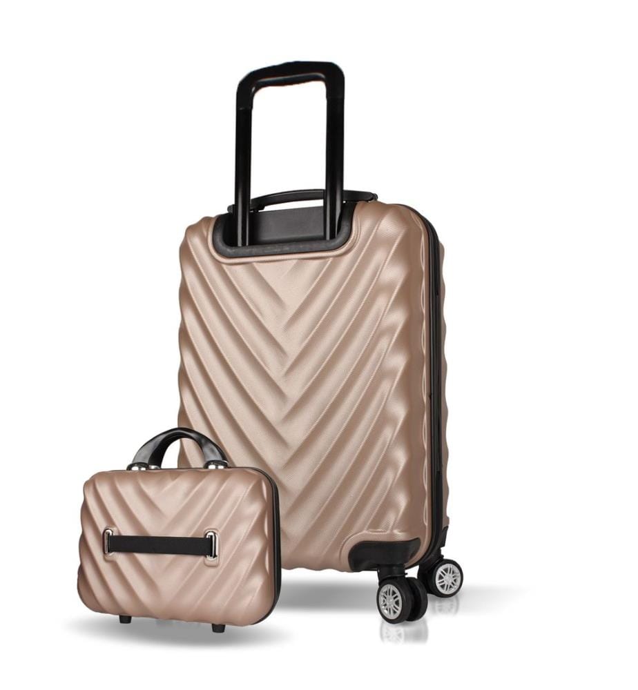 Ensemble de valises, 2 pièces, doré, 100 % ABS, vis en acier