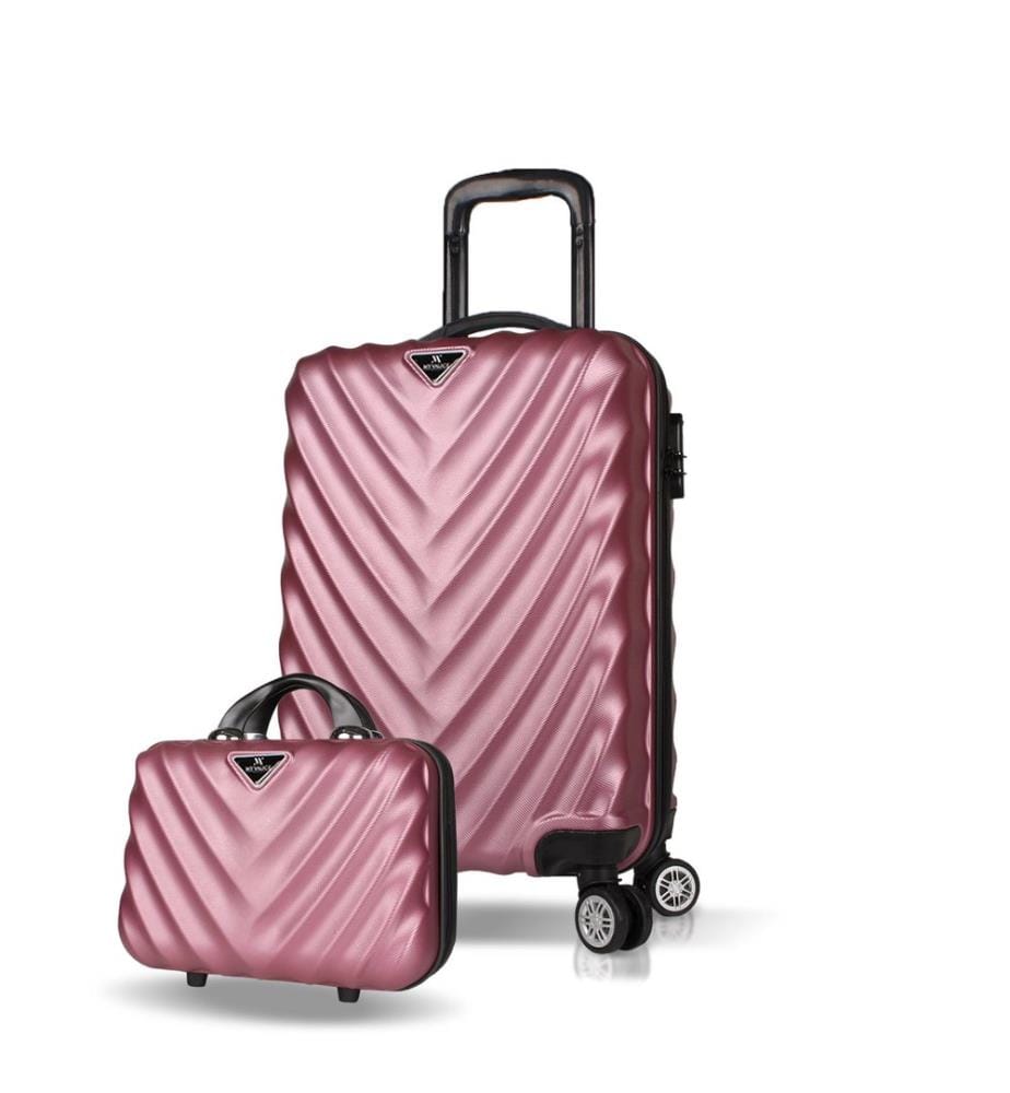 Ensemble de valises, 2 pièces, or rose, 100 % ABS, vis en acier