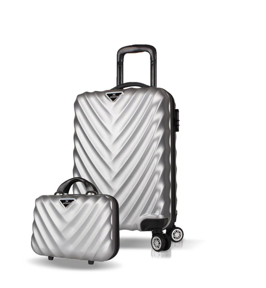 Ensemble de valises, 2 pièces, gris, 100 % ABS, vis en acier