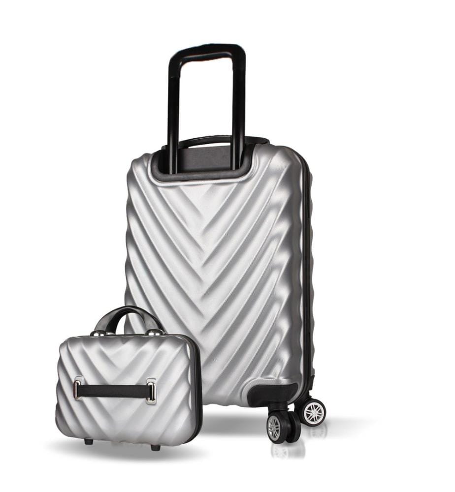 Ensemble de valises, 2 pièces, gris, 100 % ABS, vis en acier