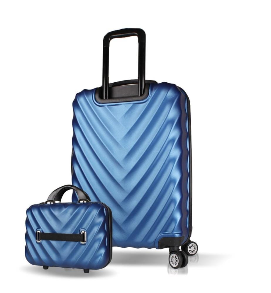 Ensemble de valises, 2 pièces, bleu foncé, 100 % ABS, vis en acier