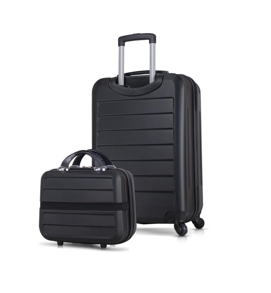 Ensemble de valises, 2 pièces, noir, 100 % ABS, vis en acier