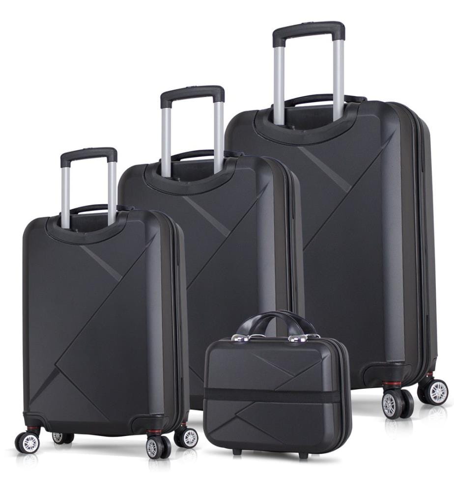 Ensemble de valises, 4 pièces, noir, 100 % ABS, vis en acier