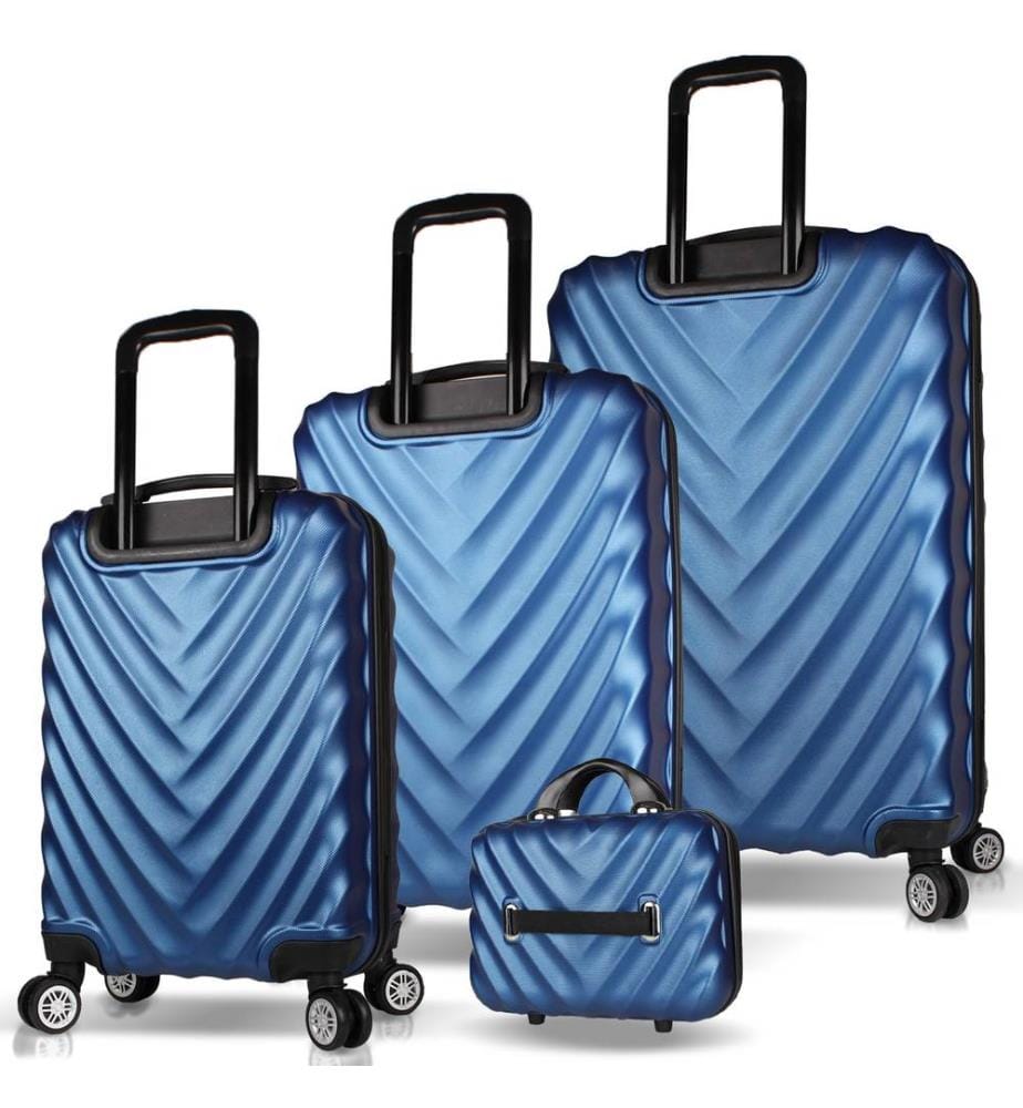 Set de valises, 4 pièces, bleu foncé, 100 % ABS, vis en acier