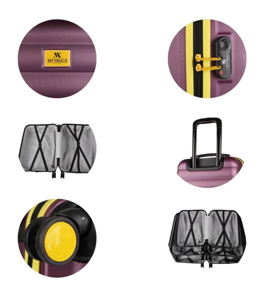 Set de valises, 2 pièces, prune, 100 % ABS, vis en acier