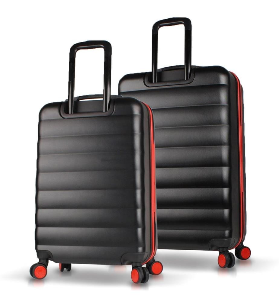 Ensemble de valises, 2 pièces, noir, 100 % ABS, vis en acier