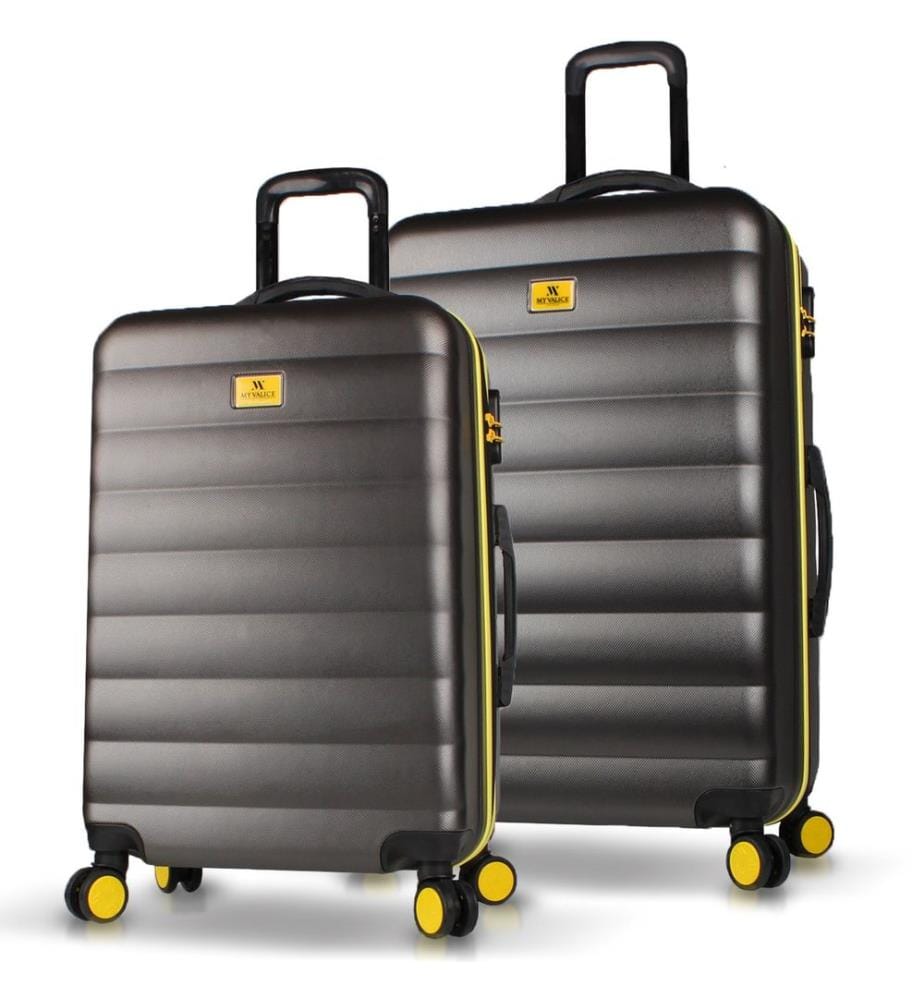 Set de valises, 2 pièces, anthracite, 100 % ABS, vis en acier