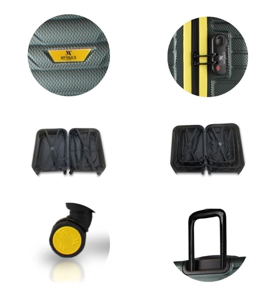 Set di valigie, 3 pezzi, kaki, 100% ABS, viti in acciaio