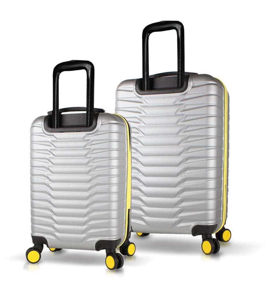 Ensemble de valises, 2 pièces, gris, 100 % ABS, vis en acier