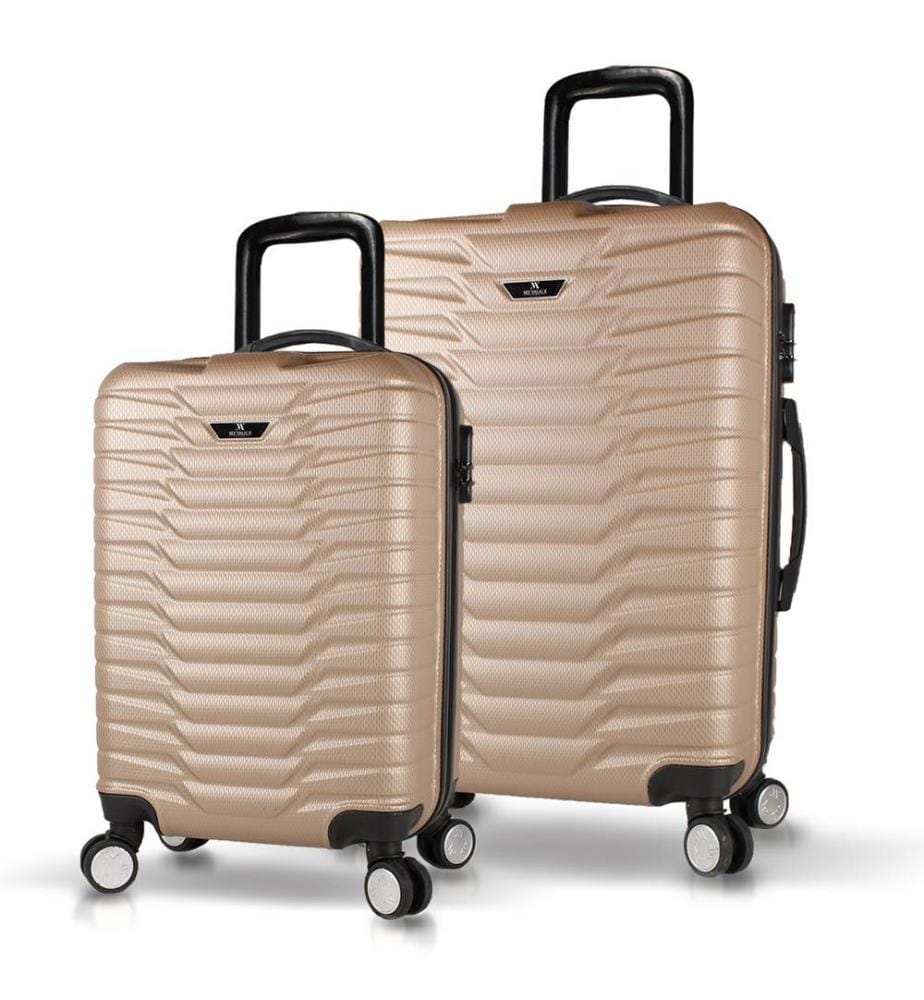 Ensemble de valises, 2 pièces, doré, 100 % ABS, vis en acier