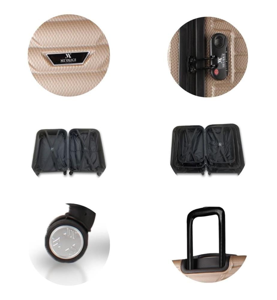 Ensemble de valises, 2 pièces, doré, 100 % ABS, vis en acier